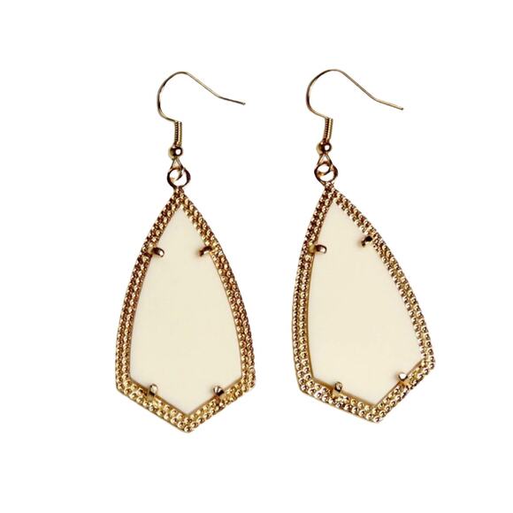 Lulu's White Caged Stone Drop Earrings - Picture 1 of 4